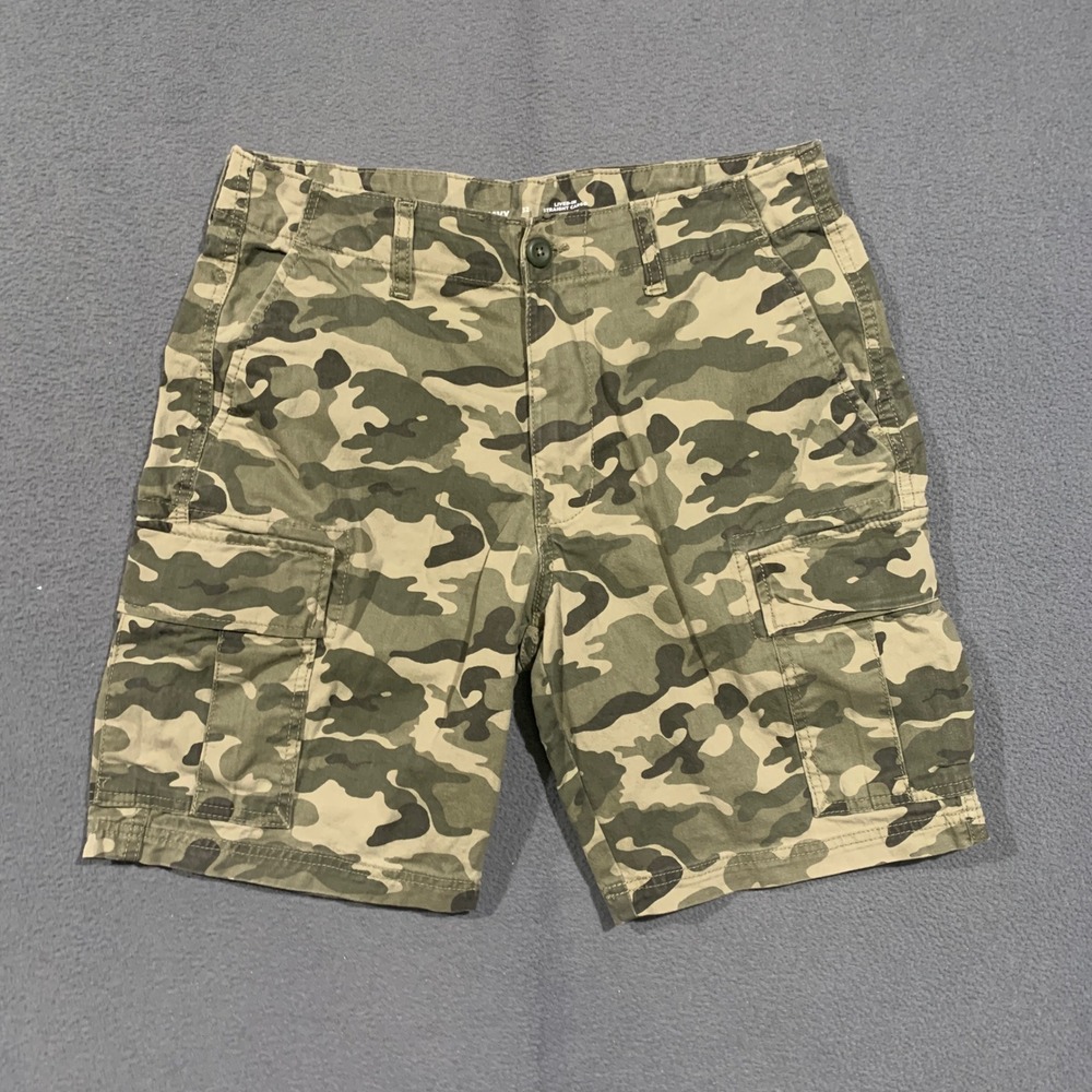 Old Navy Cargo Shorts Mens 32 Camo Lived-In Straight Built-In Flex Green Utility